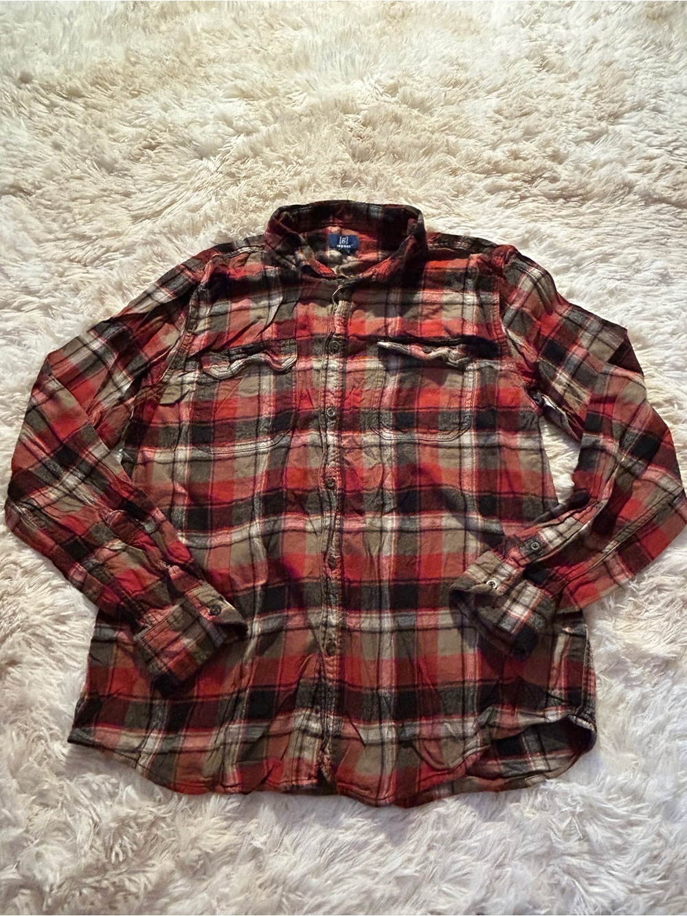 Red and Black Plaid Button-Down Shirt